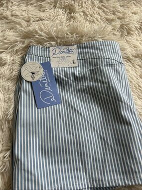 Blue & White Striped Low-Rise Mini Skirt